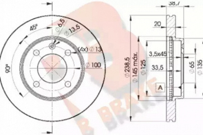 R BRAKE 78rbd23975 -  Тормозной диск